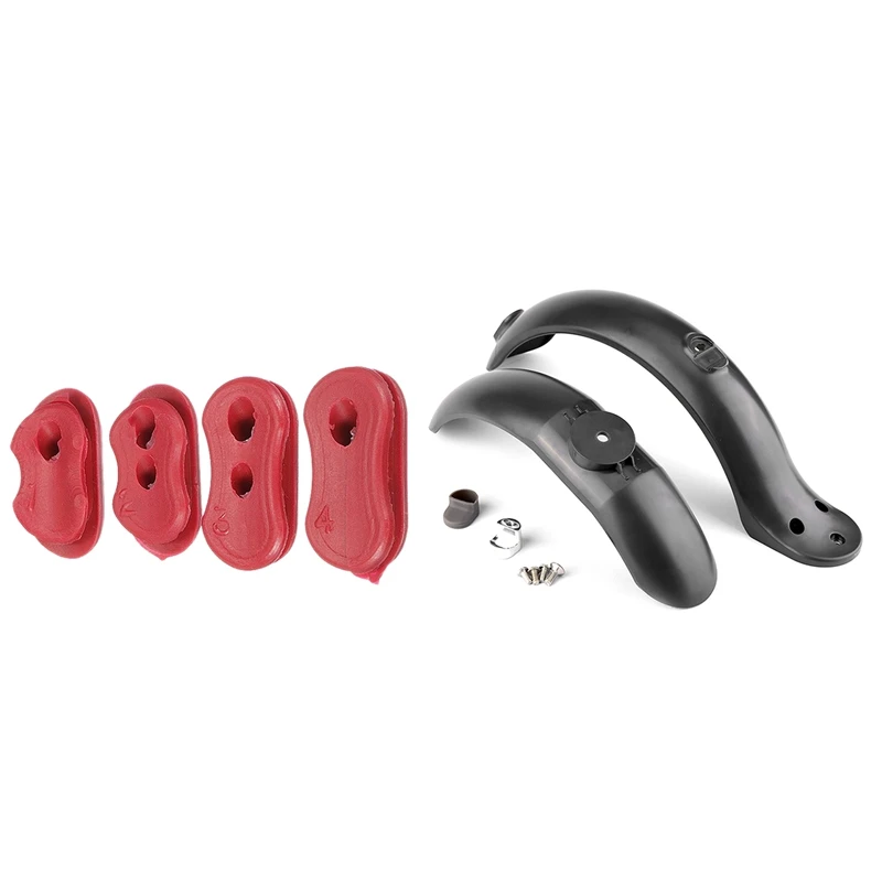 

4 Pcs Charging Port Dust Plug Rubber Case & 1 Set Front Rear Fender For Xiaomi Mijia M365 Skateboard Scooter Parts