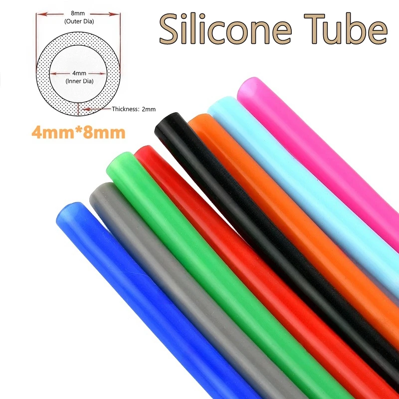 

1/5 Meters I.D 4mm O.D 8mm Colorful Silicone Tube Household Water Pipe Flexible Rubber Food Grade Drink Pipe Water Connector