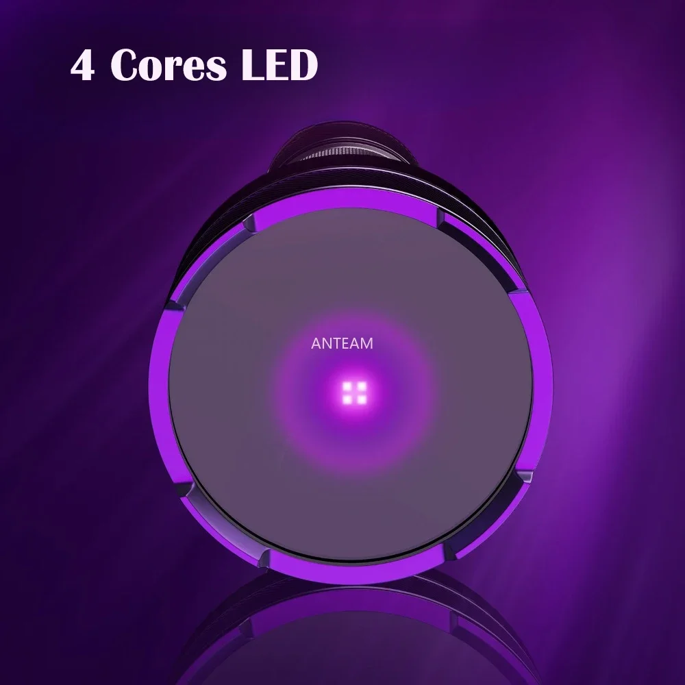 Powerful 80W 4Cores 365NM UV Flashlight Type-C Rechargeable Waterproof  21700 Battery Purple Light for Pet Urine Stains Detector