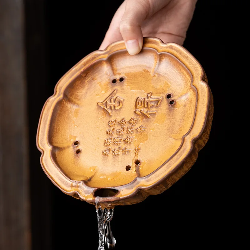 

Stoneware Water Storage Pot Holder Drying and Brewing Tea Pot Storage Pad New Teapot Base Household Chinese Teaware Accessories