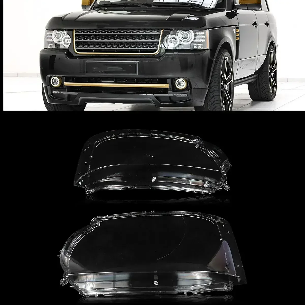 Pair Headlight Lens Cover Headlamp Shell For Land Rover Range Rover Vogue 2010-13