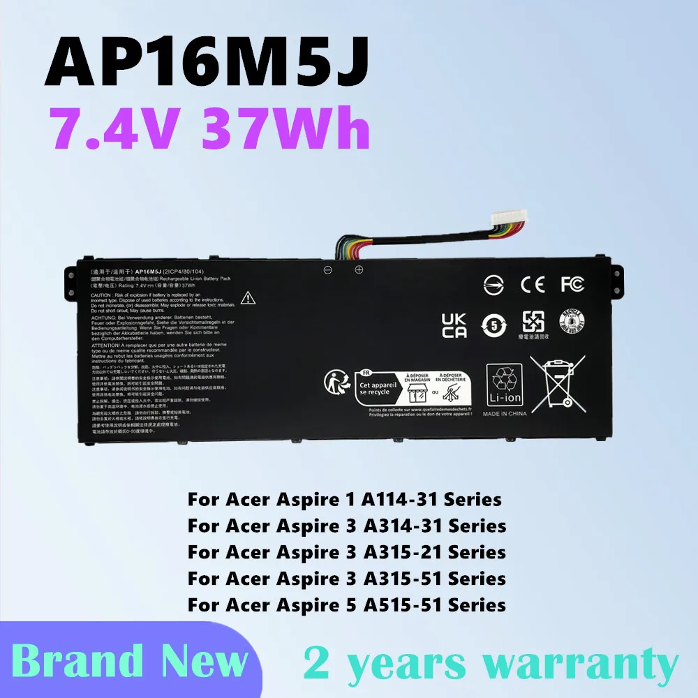 AP16M5J Laptop battery for ACER Aspire 1 A114-31 3 A314-31 A315-21 A315-51 5 A515-51 Series 2ICP4/80/104