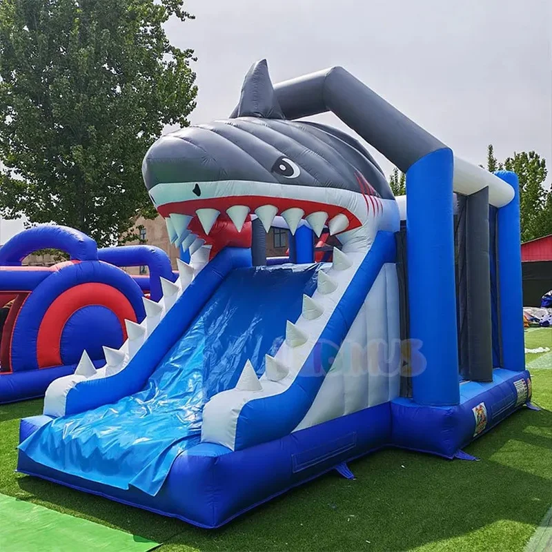 New Design Shark Theme Inflatable Castle Jumping Bounce Slide Inflatable Bouncy House and Slide Combo for Kids