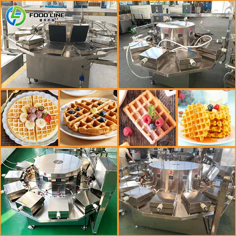 Electric Non-stick Waffle Cone Maker Soft Waffle Production Line Waffle Making Machine Full Automatic Waffles Packing Machine