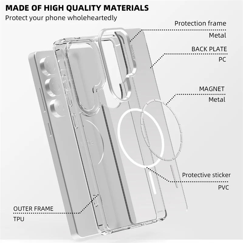 Кристально чистый магнитный чехол для Samsung Galaxy S25 Edge S22 S23 S24 S25 Ultra Plus A15 A16 A25 A35 A36 A55 A56 для Magsafe Cover