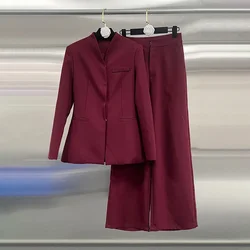 SuperAen High-end Angola Red Blazer 2024 Autumn and Winter New High-waisted Trousers Two-piece Set for Women