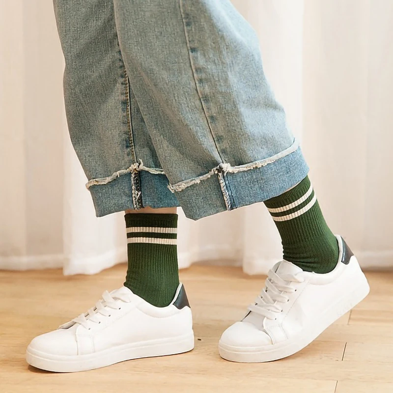 Rainbow Stripes Socks Cotton Christmas Gift Classic  Socks Warm Casual Tide Harajuku Funny Cute Pop Korean Women Socks Socks