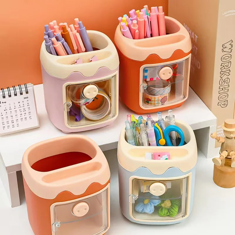 Piggy Drawer Pen Holder Girl Heart Student Multifunctional Storage Office Stationery Rreative  Cartoon Multi Grid Cute