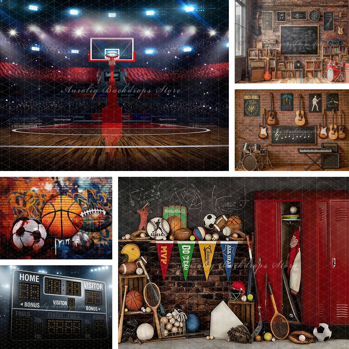 Sports Equipment Background - Фон для фотосъемки: Спортивная баскетбольная площадка,