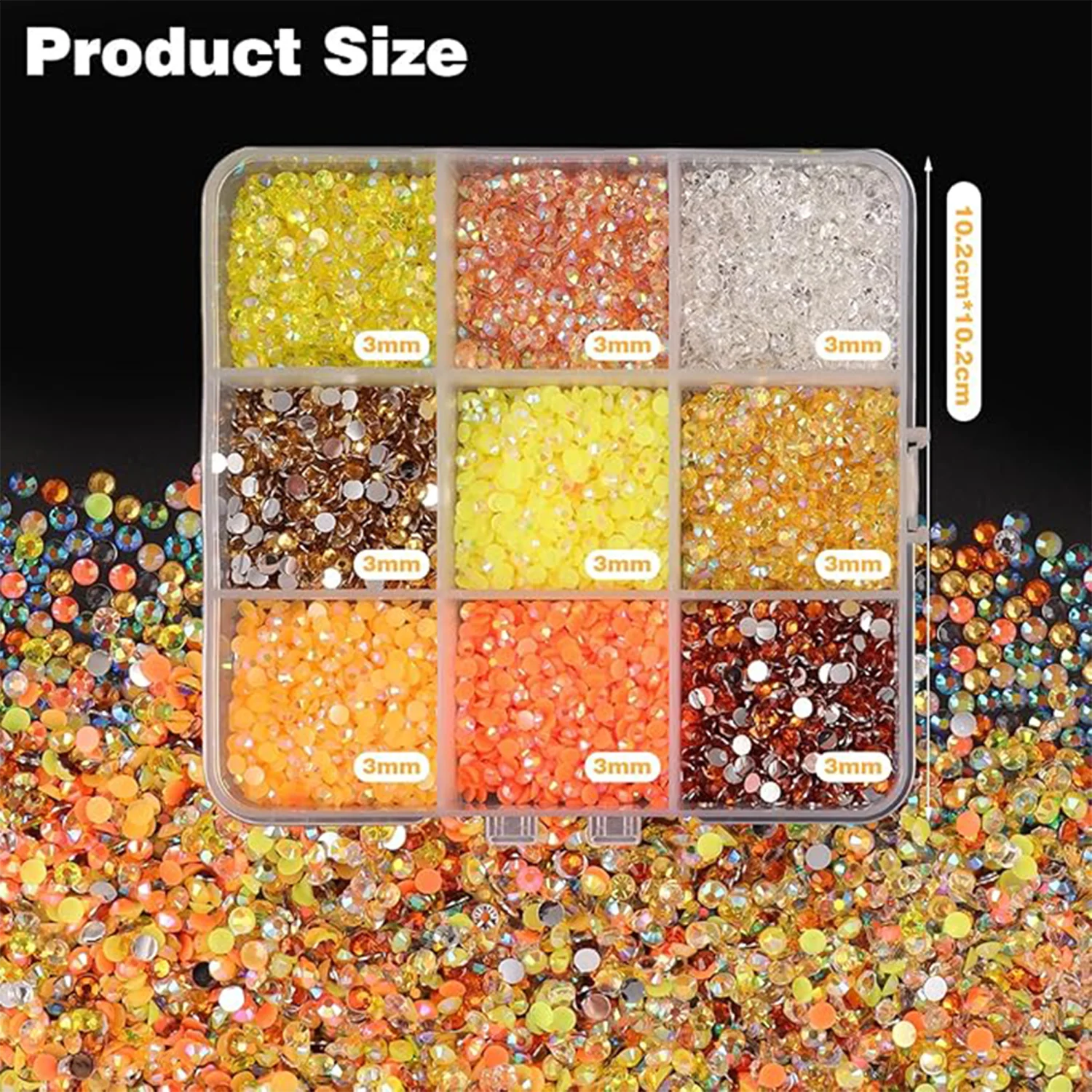 1 Set 3mm Gemischte Farben Jelly Flatback Harz-Strass-Steine für Tassen, Kleidung, Taschen, Schuhe, Handyhüllen, Dekoration, Hüte, Stifte und Bastelarbeiten – Detail 5