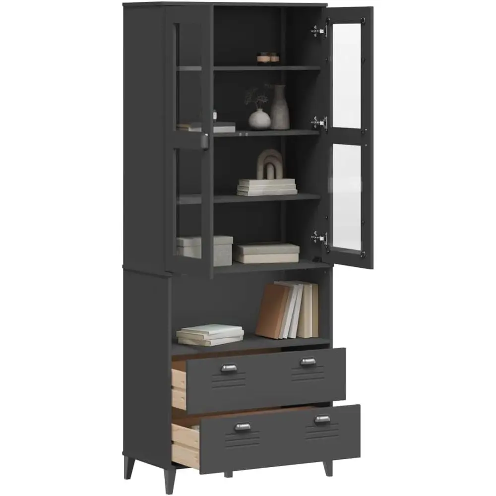 

Высокий шкаф-комод из массива сосны, 78,7 см, цвет антрацит-серый, с 5 отделениями для хранения, для гостиной и кухни