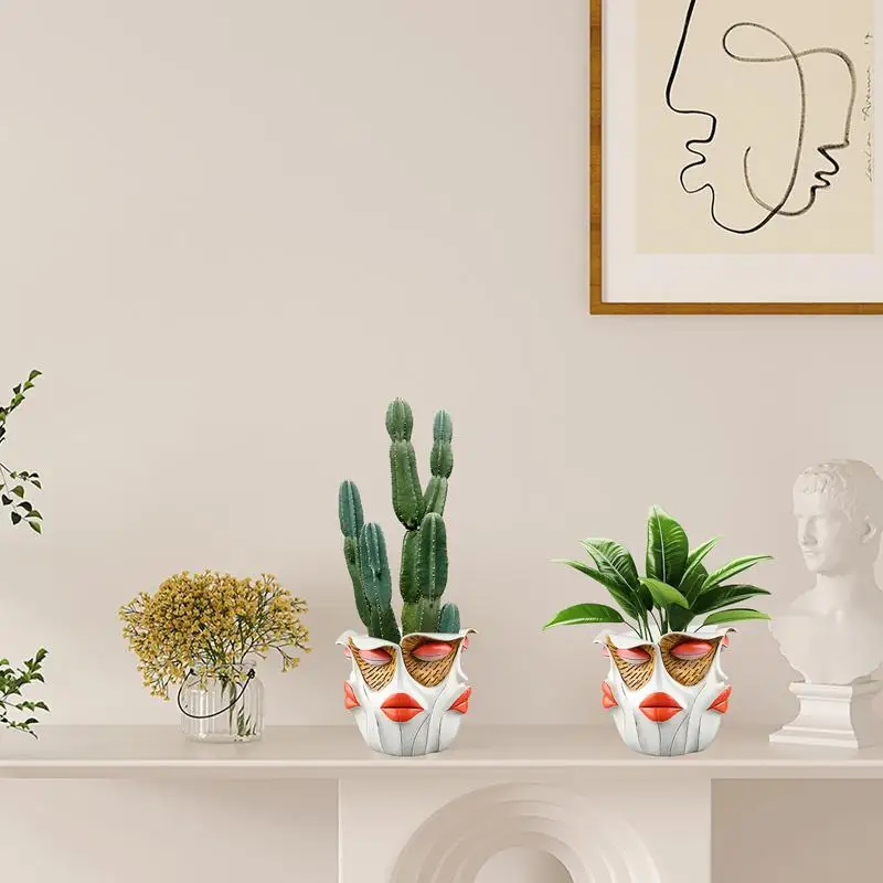 Decorative Flower Pots Cute Abstract Face Plant Pot Indoor Succulent Pots Unique Flower Pots Home Art Decor Funny Plant Pots For