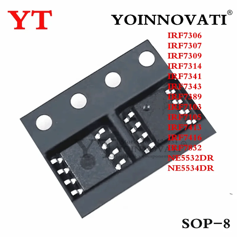 10 unids/lote IRF7306 IRF7307 IRF7309 IRF7314 IRF7341 IRF7343 IRF7389 IRF7103 IRF7105 IRF7413 IRF7416 IRF7832 NE5532 NE5534