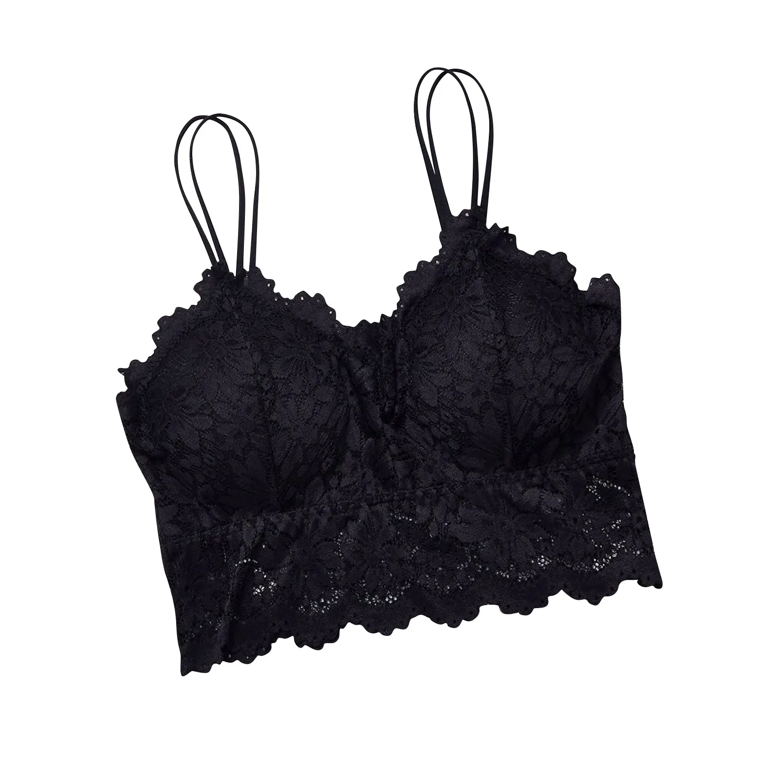 Dámské pohodlné sexy krajkové podvazkové braletky s polštářem omotaným kolem hrudníku, bezdrátové, jednobarevné, nové spodní prádlo - náhled 2