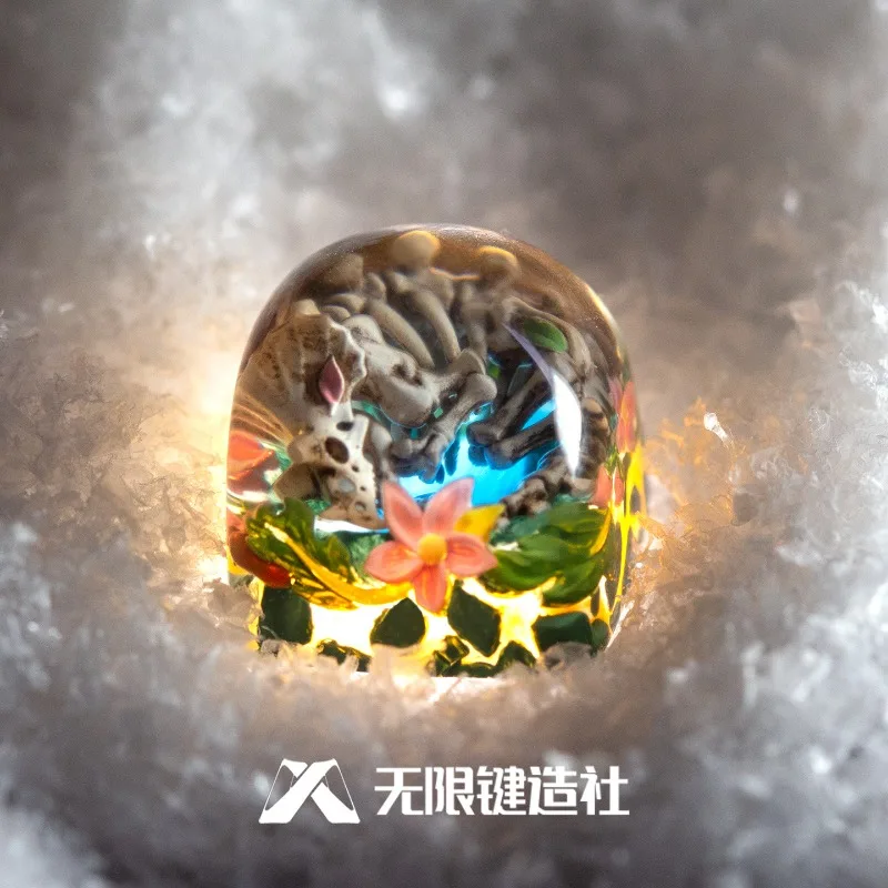 Triceratops Theme Epoxy Resin Custom Artisan Point Keycap PC Gaming Mechanical Keyboard Keycap DIY Collect Gift Custom Keycaps
