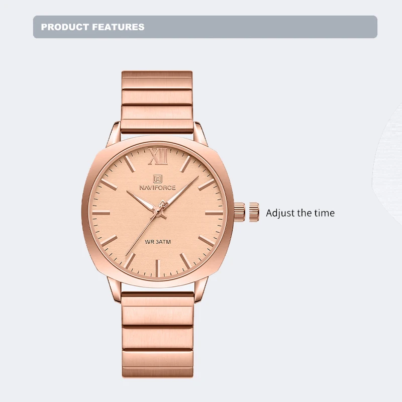 NAVIFORCE-ساعة يد كوارتز نسائية ، سوار غير رسمي ، فولاذ مقاوم للصدأ ، هدايا صديقة ، جودة عالية ، جديد ، NF5044 ،