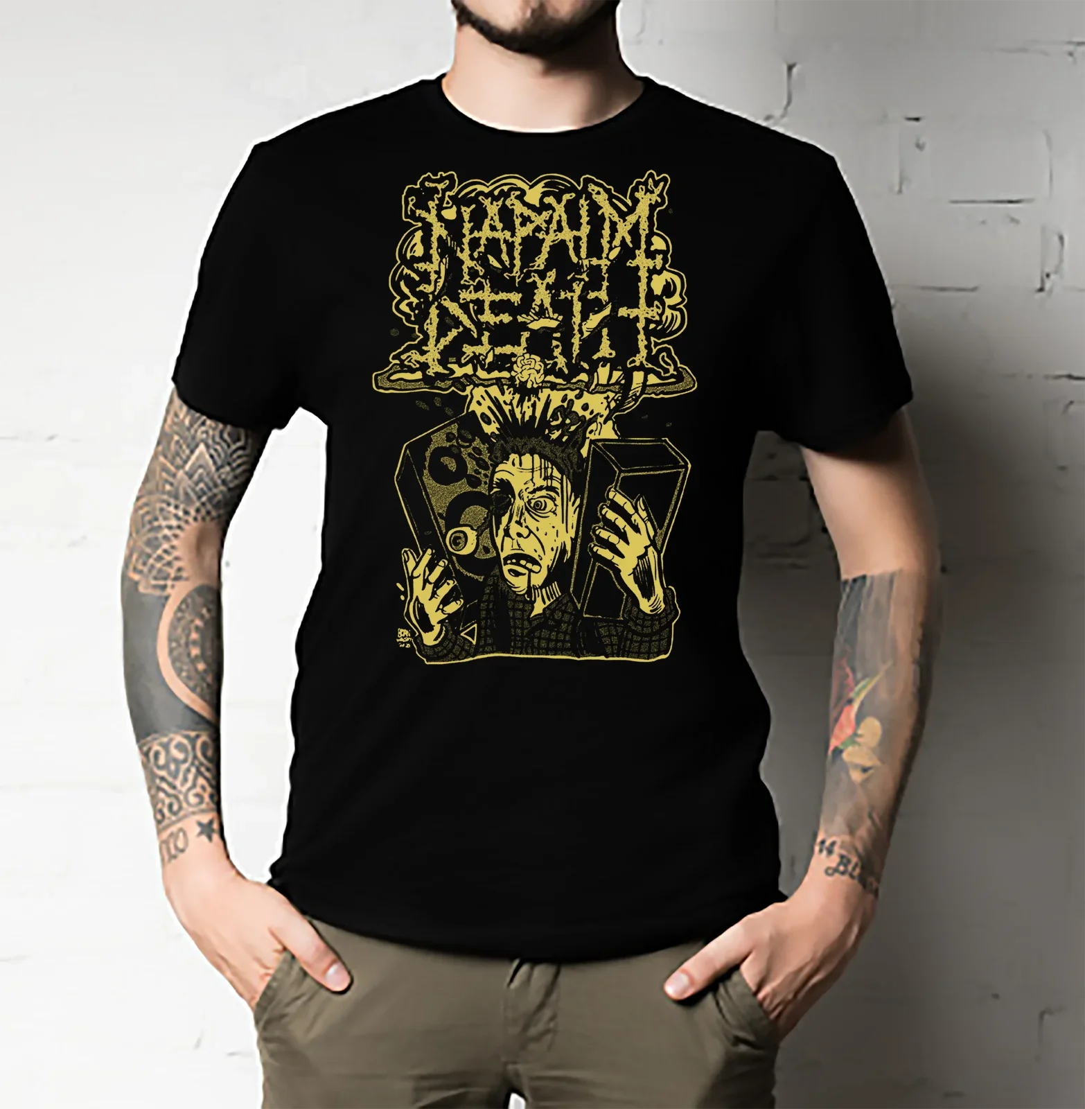 Napalm Death T-shirt By Brian Walsby Cotton Unisex Golden Tee ALL SIZE