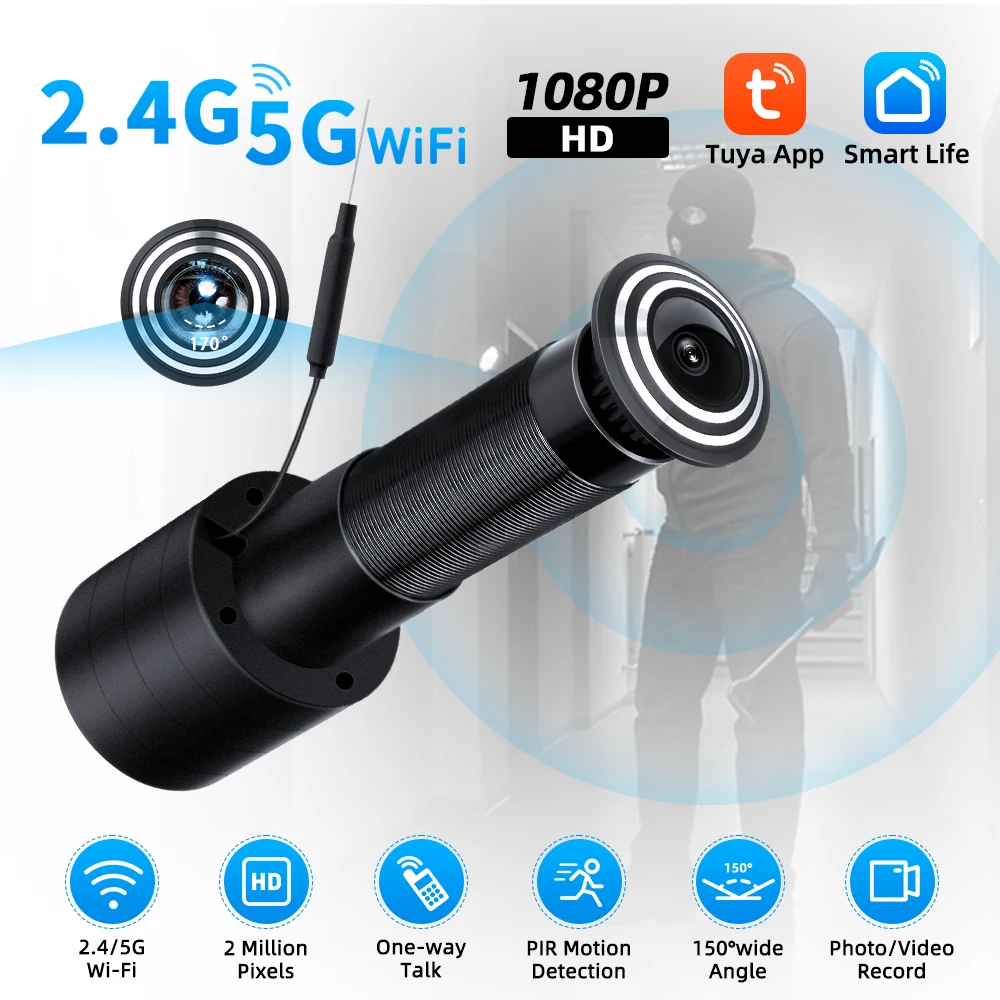 5g Tuya Wide Angle 180 Degree Bidirectional Voice Cat Eye Intelligent Anti-theft Door Wifi Wireless Visual Cat Eye Home