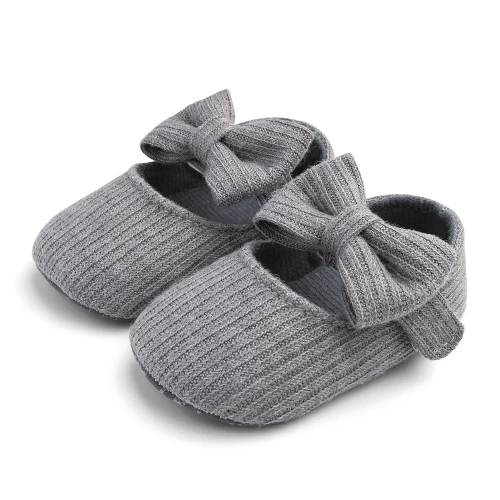 0-1 Year Baby Girl Soft Sole Shoes Infant Toddler Knitted Cute Shoes Little Girl Bow First Walkers One Year Old Baby Girl Shoes