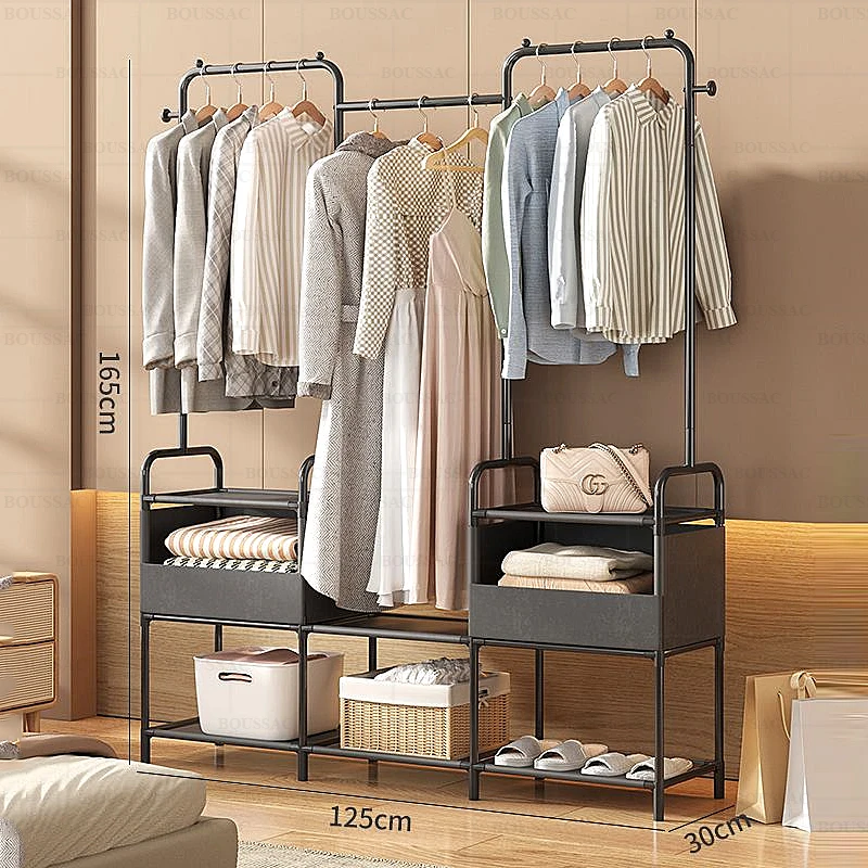 Simple Assembly Clothes Hanger Bedroom Coat Rack Multifunctional Home Furniture Storage Shelf  Organizer