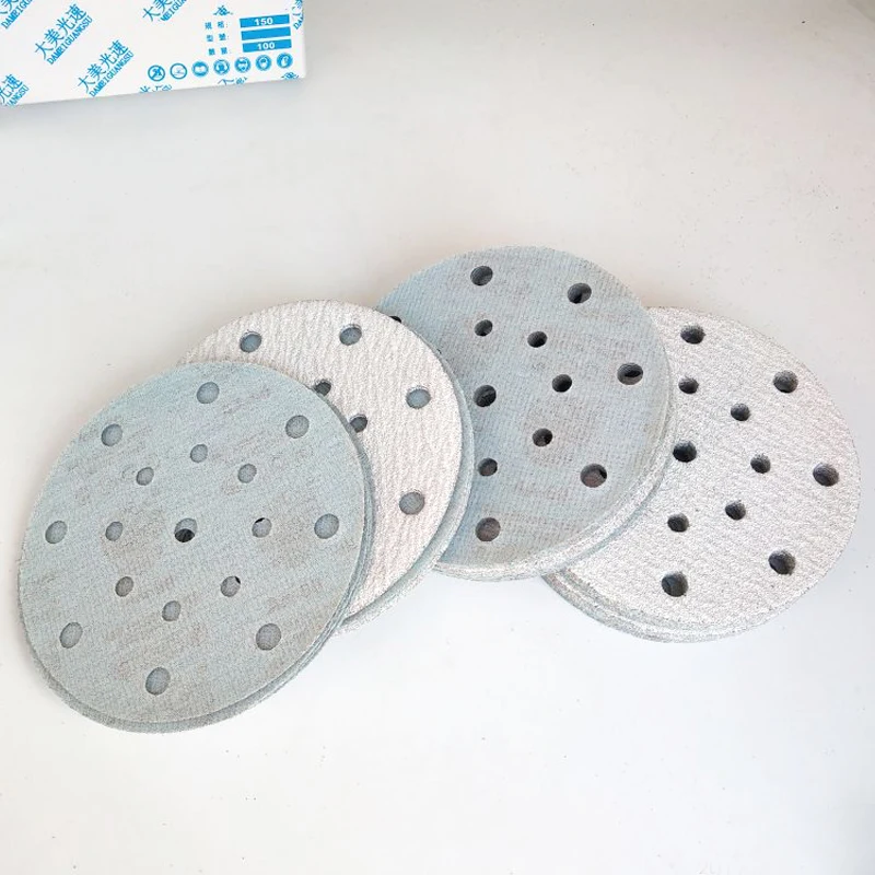 ورق صنفرة أبيض 6 بوصة 17 فتحة، 150 مم طلاء السيارات الرملي الخشب تلميع جلخ 80-600 شبكة #6