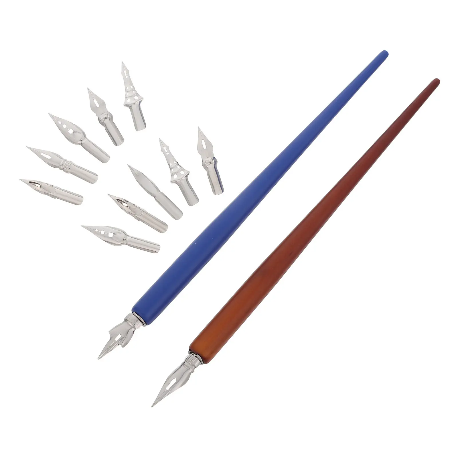 

2Sets Dip Pen Set Wooden Handle Artist Nib Pen for Calligraphy Drawing Manga Comic Sketching Ink Art with Replaceable Chisel Tip