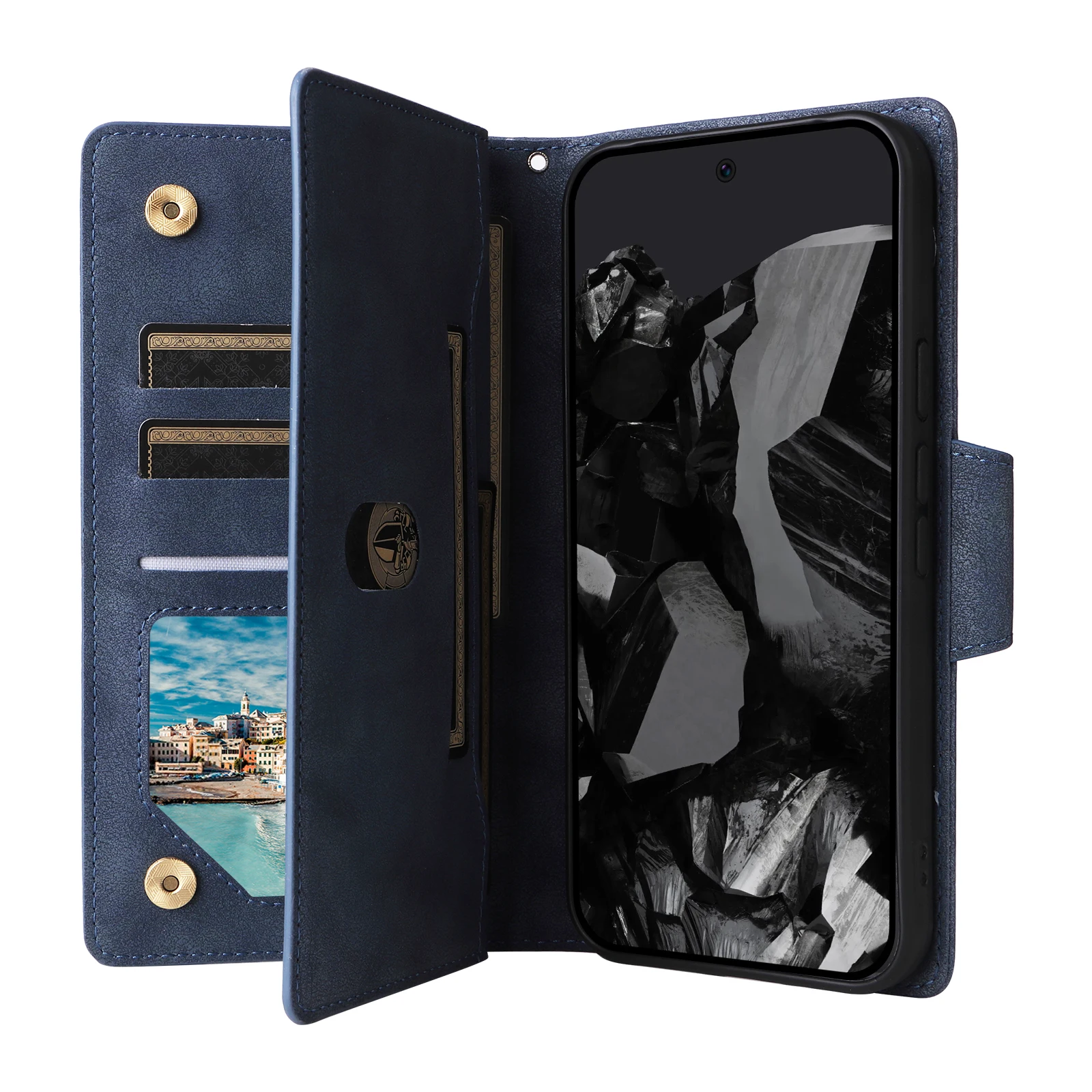 OLPAY Für Pixel 10Pro XL 9 9A 8 7 6 Pixel 9Pro 8A 7A 6A 5A 5 4A 4XL Magnetverschluss Brieftaschenhülle mit Kartenhalter, Geldschlitz-Hülle