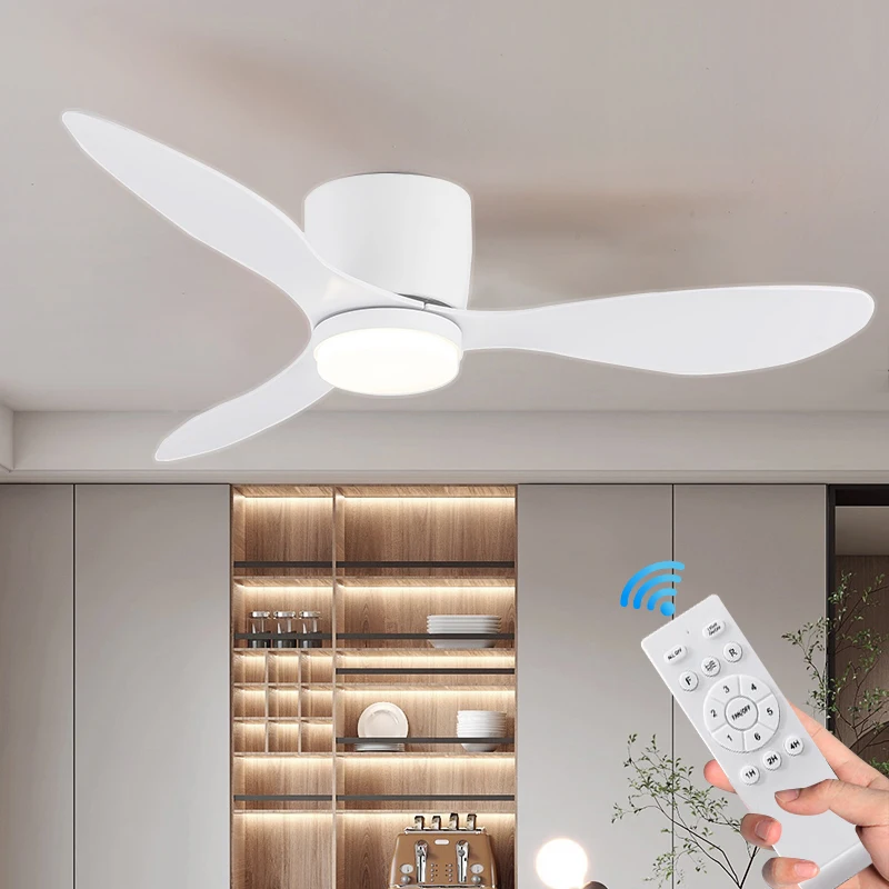 Ceiling fan light 52-inch white DC motor with light 48W with remote control simple household LED fan light 85V~265V