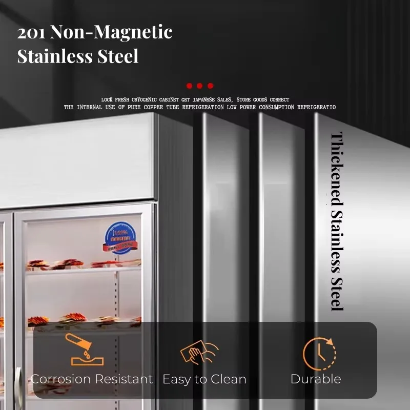 Commercial Freezers Two-Door Stainless Steel Upright Freezer Upright Refrigerator Restaurant Refrigeration Equipment