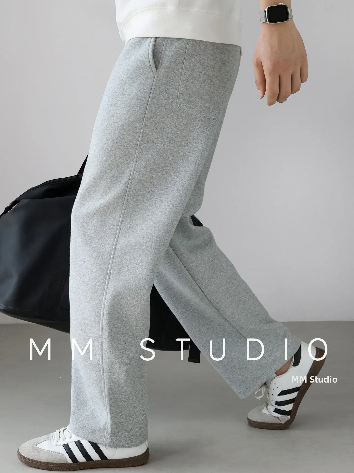 Men's Casual Straight Leg Sweatpants 380g Air Layered Space Cotton Knife Shape Drapey Sporty Spring New Style Youth Fashion