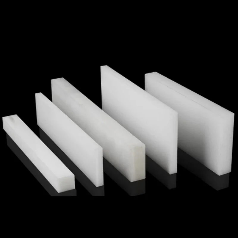2/4pcs White Wear-resistant MC Nylon PA66 Square Strip Processing Zero Cutting Thickness: 3mm/5mm/8mm/10mm/15mm/20mm
