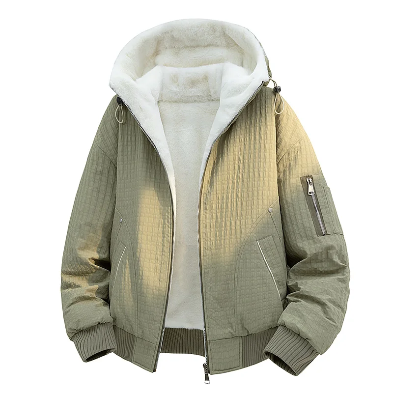 

L-8XL Зимняя толстая плюшевая большая мужская клетчатая куртка с капюшоном, теплая, свободная, удобная, высококачественная универсальная хлопковая куртка для мужчин