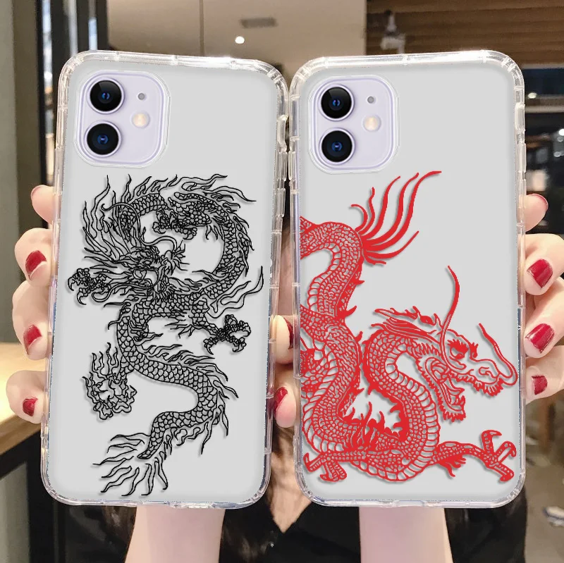 สำหรับ Iphone กรณีหรูหรา13 Pro Max 12 11 14 XS XR X 7 8 6 6S Plus SE 2 3 Mini กรณีการ์ตูนมังกรกล้องฝาครอบ Coque
