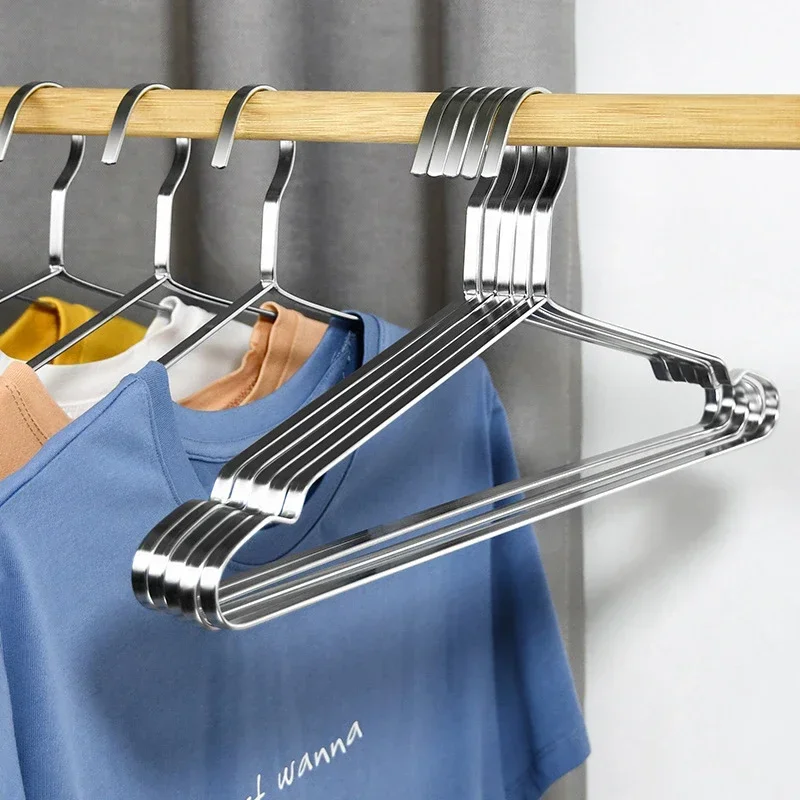 5/10Pcs Stainless Steel Clothes Hanger 40/42/45/47cm Large Adult Hangers Household Dresses T-Shirts Coat Sweater Drying Racks