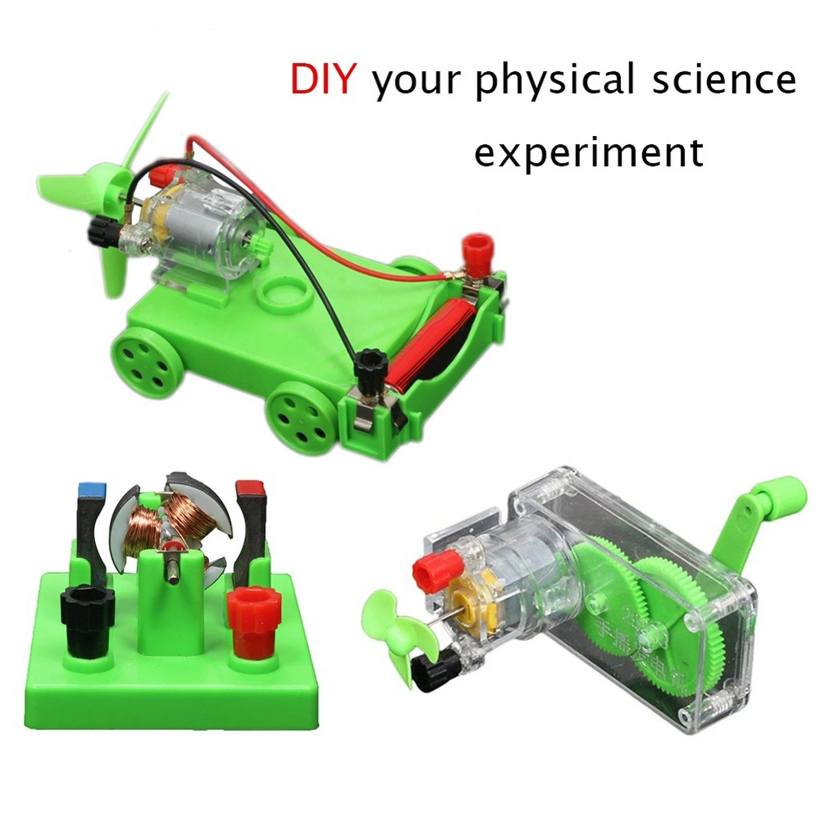 DIY Hand Crank DC Generator Model Fan Kit Science Experiment Education Kids Toy