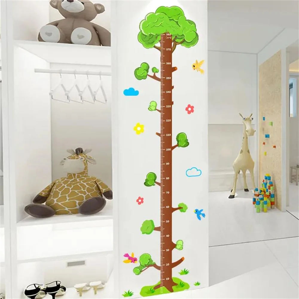 Cartoon Height Measure Wall Sticker for Kids Rooms Child Growth Ruler Stickers Gauge Growth Chart School Decals Nursery Bedroom