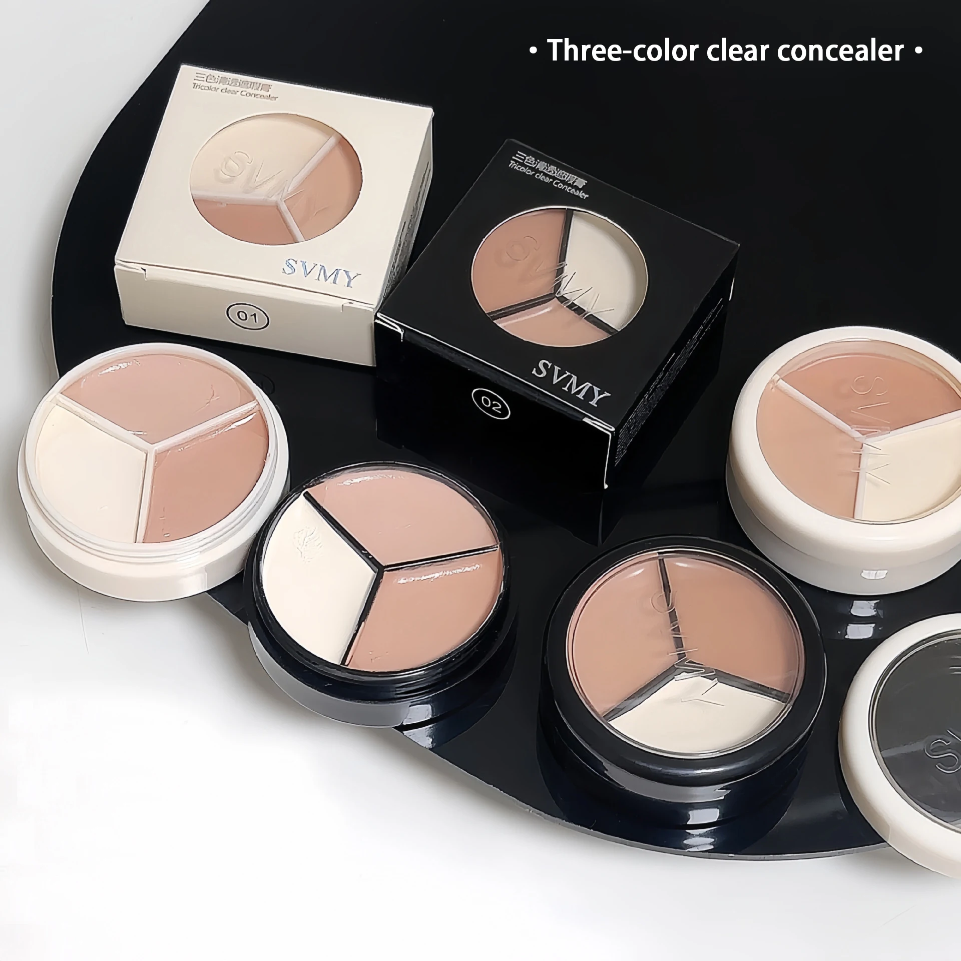 لوحة كريمية 3 في 1 كونسيلر تغطية كاملة للتحكم في الزيوت وتدوم طويلاً للبقع الداكنة والمرح والمسام التمهيدي ومستحضرات التجميل