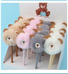16 Piece Girl Plush Ball Bear Gel Pen School Officel Supplies Stationery Cute Kawaii Creative Lovely Sweet Pens