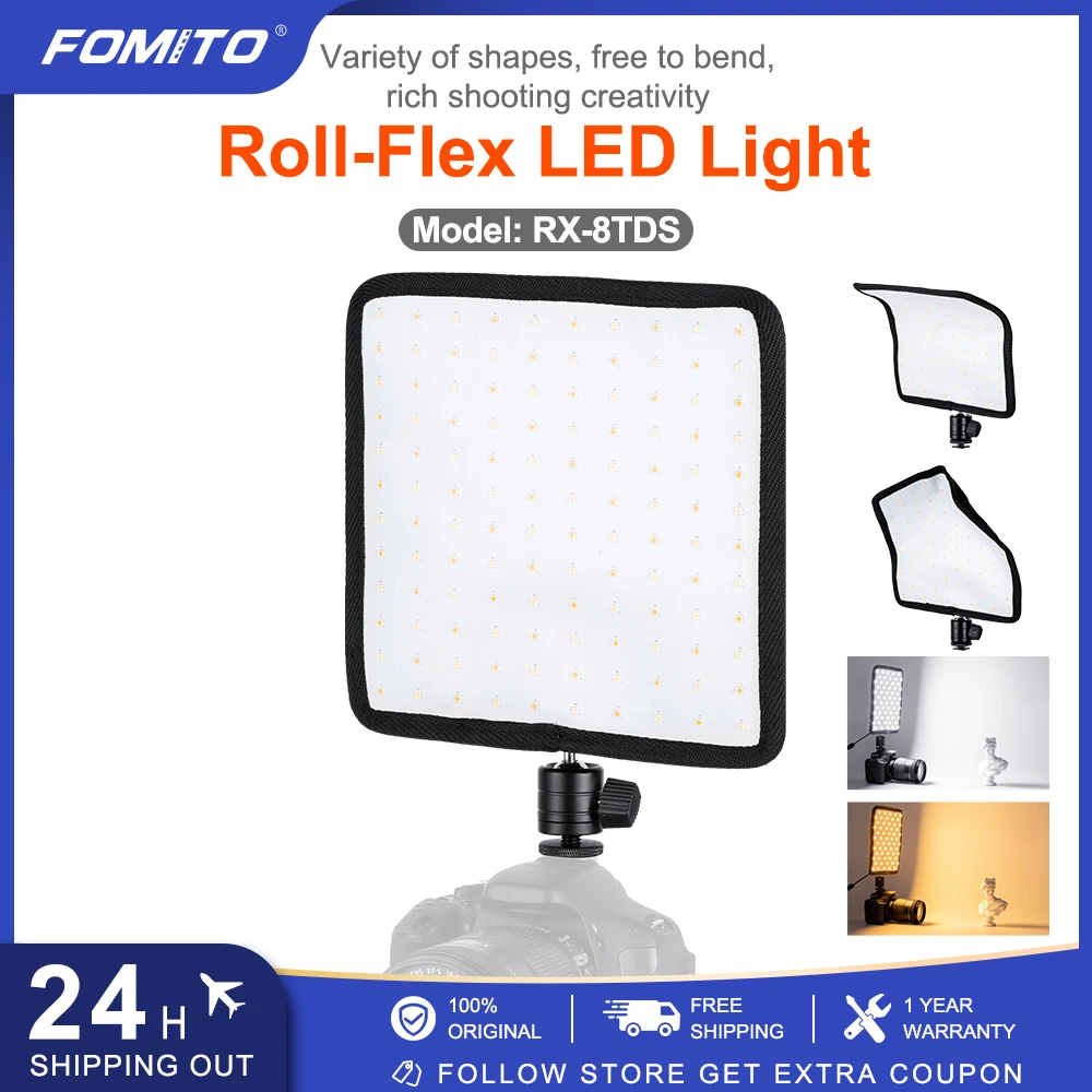 

FOMITO Foldable Flexible LED Panel Light Kit CRI≥95 5600K On-Camera Video Light Photography Studio Lamp