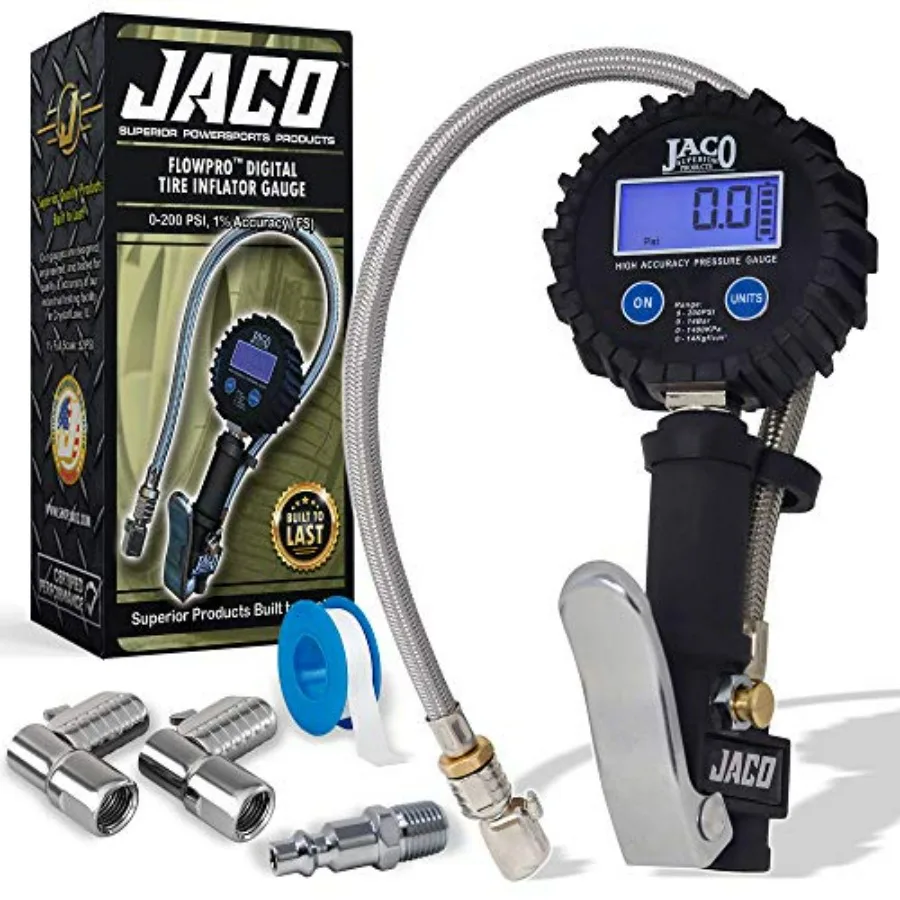 

Цифровой датчик накачки шин FlowPro 200 фунтов на квадратный дюйм с комплектом обновления воздушного патрона Lightning серии L для автомобильного использования, черный, высокий