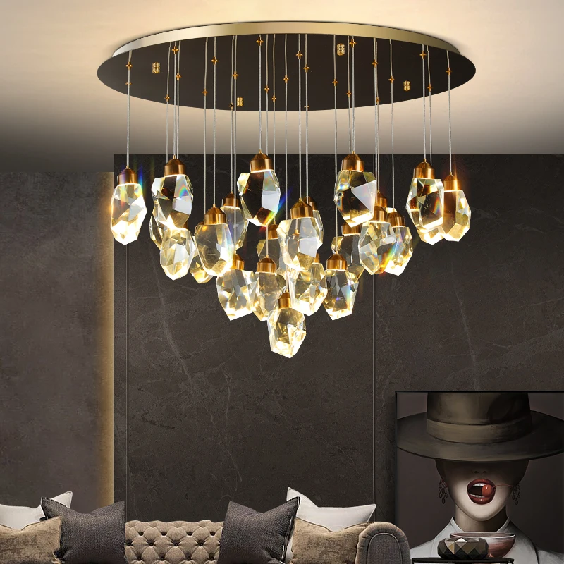 French Living Room Crystal Chandelier Postmodern Art Peandant Light Luxury Villa Hotel Creative Water Droplet Restaurant Light