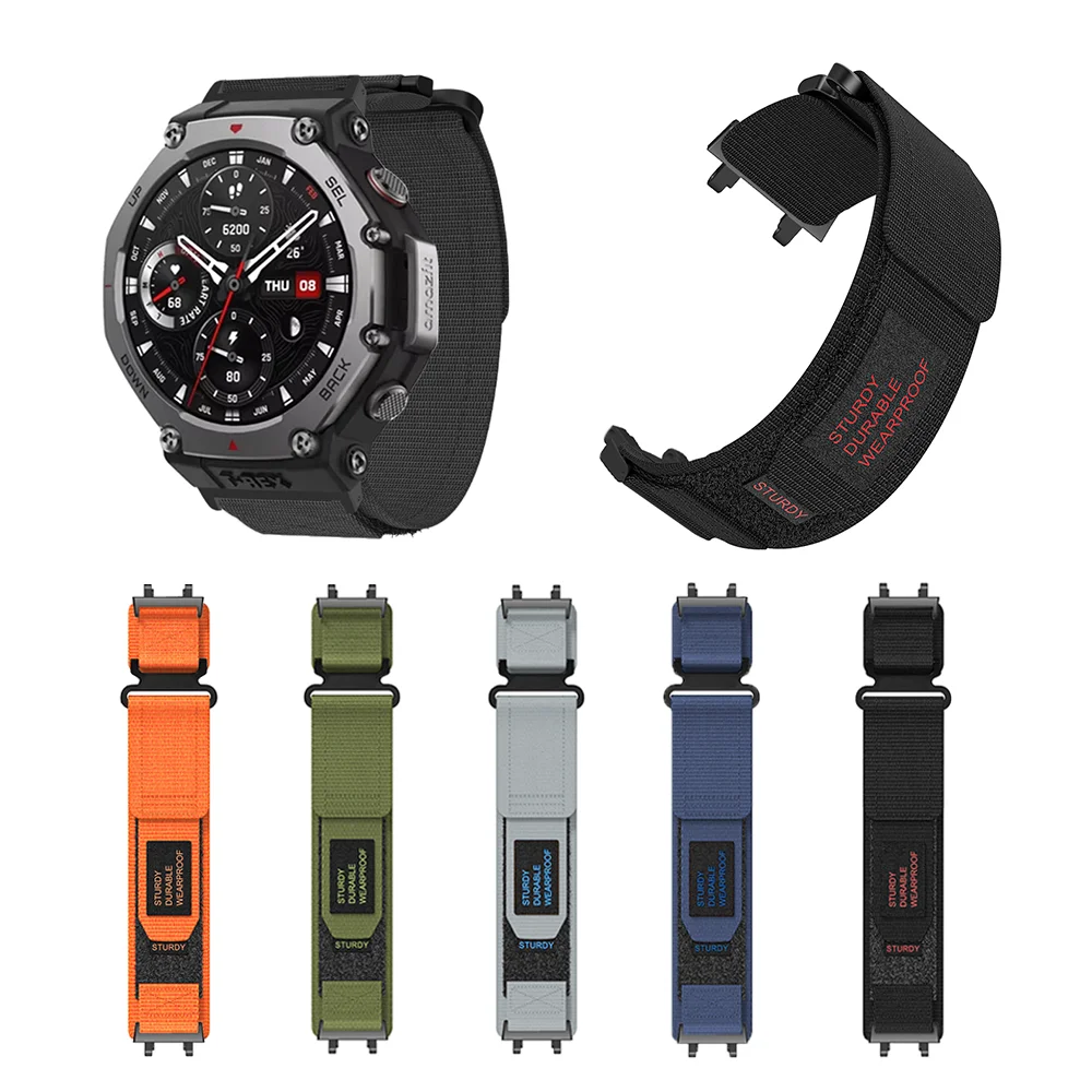 Nylon Strap For Amazfit T-Rex 3 Watchband Adjustable Lightweight Breathable Wristband Hook&Loop Band With Tool