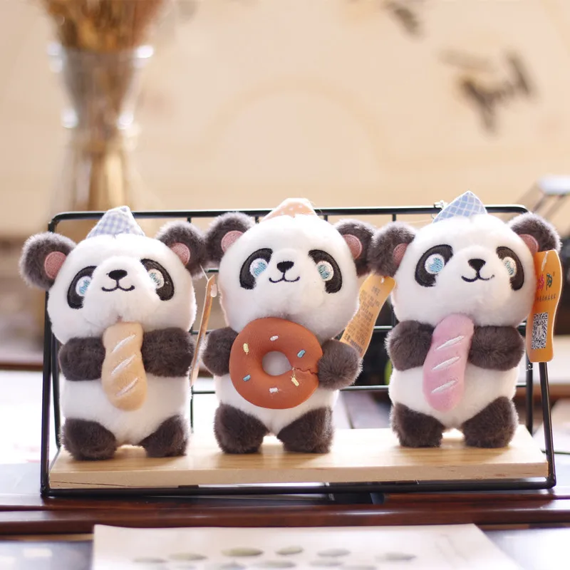 12cm Cartoon Cute Little Panda Plush Toys Kawaii Soft Stuffed Animals Plush Keychain Pendant Kids Backpack Hanging Doll