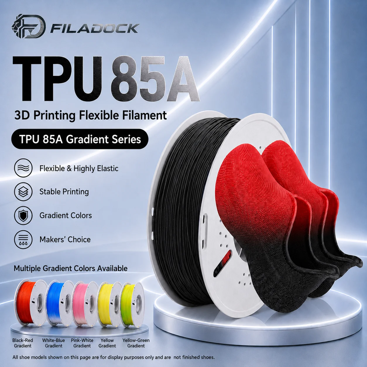 

Filadock TPU 85A Filament 1.75mm Ultra Soft Flexible 3D Printer Filament for Shoes Soles RC Tires Wearable Parts 1KG
