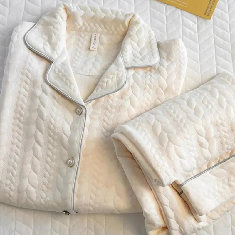 

Женская одежда, пижамный комплект, домашняя одежда, брюки с длинными рукавами, комплект из двух предметов, осенне-зимний утепленный удобный милый пижамный комплект