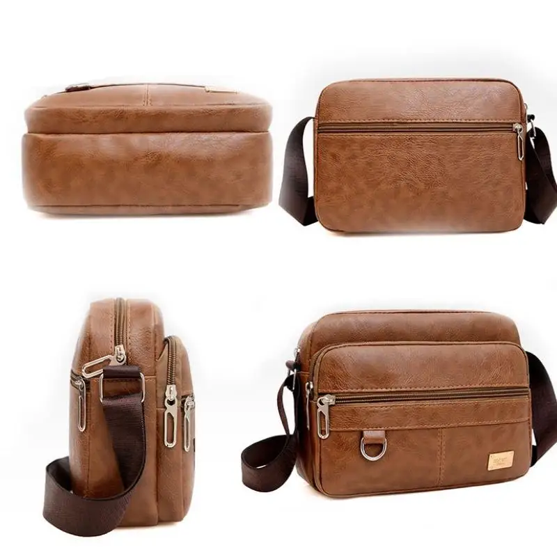 

Men Crossbody Messenger Bags Multi-function Business Casual Handbag For Male PU Large Capacity Single Shoulder Bag