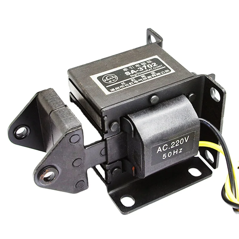 

SA-3702 5kgf 49N 20mm CE marked push pull type AC Solenoid traction solenoid electromagnet 220v ac