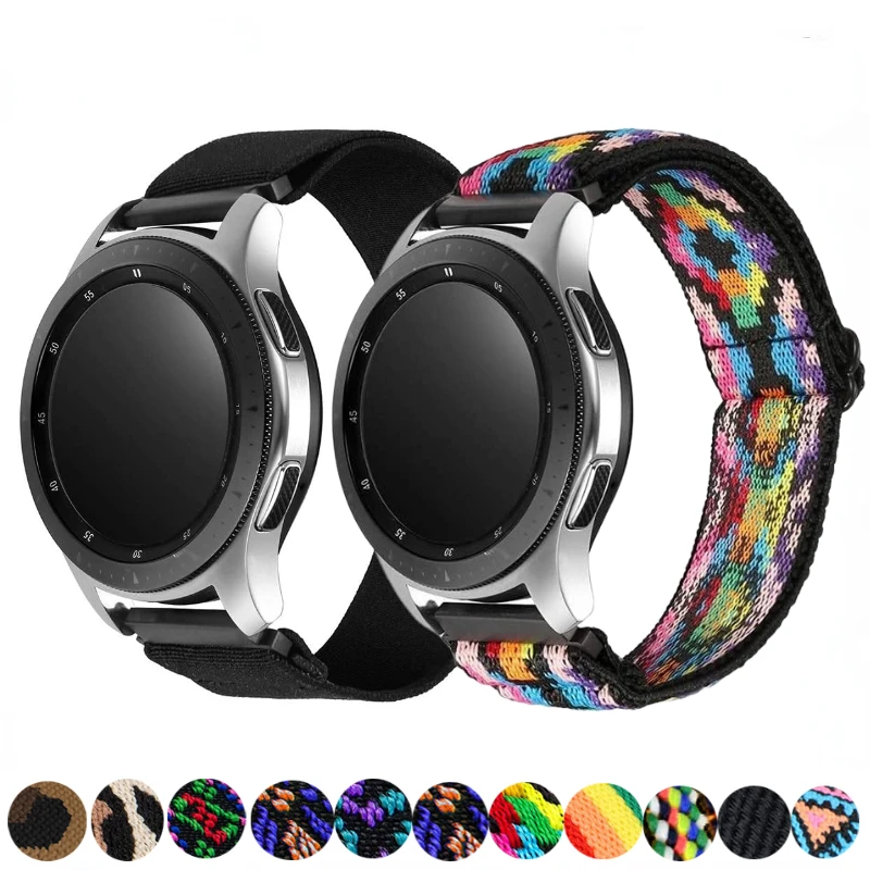 Nylon Ring Strap for Samsung Galaxy Watch 4/5/6/Huawei Watch GT2/Amazfit GTR Adjustable Textile Bracelet Wristband for 22mm 20mm