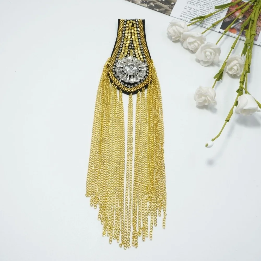 Armband Epaulet Tassel Chain Shoulder Board Punk Brooch Fringe Shoulder Mark Pin Breastpin Star Shoulder Flash Unisex