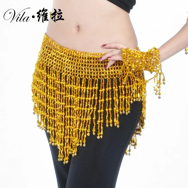 Gold Silver Beads Oriental Belly Dance Bellydance Belt for Sale Women Waves Indian Dancing Accessories Waist Chain Stretch Waist